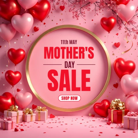 Mother's Day Sale Design Template with Lovely Heart and Gift Elements