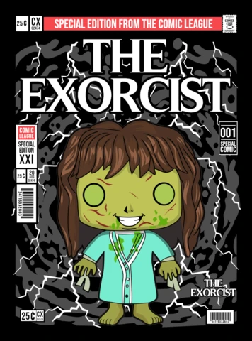 The Exorcist Cartoon Character Magazine Cover Design Template