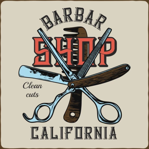 Modelo de design de camiseta de barbearia