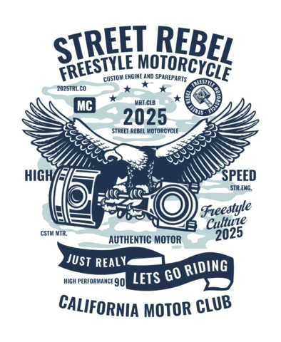 Modelo de design de camiseta vintage do California Motor Club Eagle