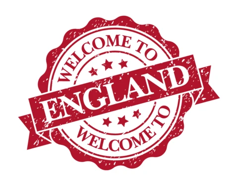 Welcome To England Stamp Logo Design Template