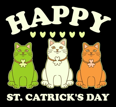 Joyeuse Saint-Patrick ! Modèle de design de chat pour t-shirts.