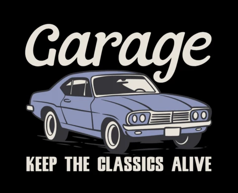 Keep The Classics Alive Vintage Garage Design for Retro Car T-Shirt Design Template