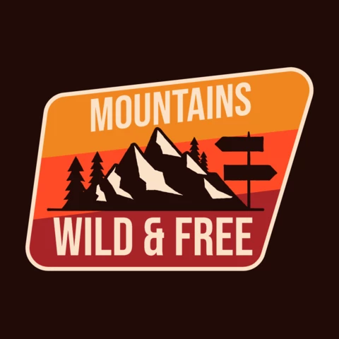 Mountains Wild And Free Badge Template Design