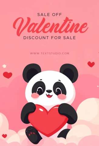 Editable Lovely Valentine Sale Template with Cute Panda Design