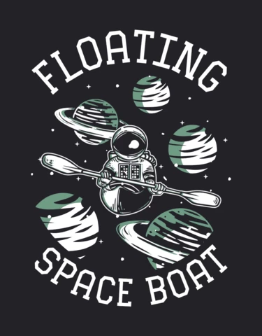 Bateau spatial flottant avec modèle de conception de t-shirt vintage astronaute