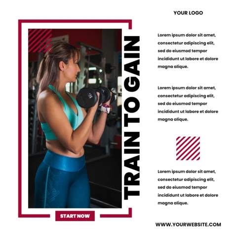Train to gain crossfit woman social media post design template