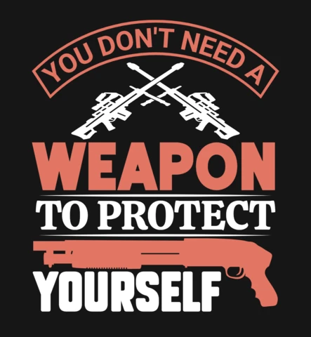 Weapon To Protect Yourself Gun Quote T-Shirt Design Template