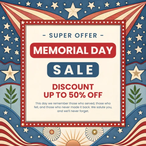 Vintage Memorial Day Sale Template | Editable Design with Patriotic Elements