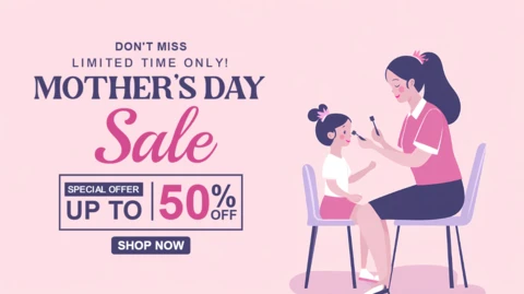 Encantador diseño de plantilla de venta para el día de la madre - estética rosa editable para promociones
