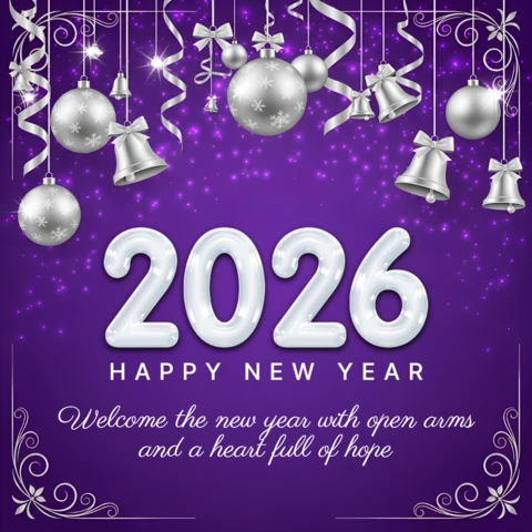 New Year Celebration Template with Festive Ornaments and Elegant Design for Greeting Cards