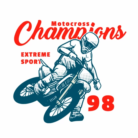 Motocross Champions Extreme Sport T-Shirt Design Template