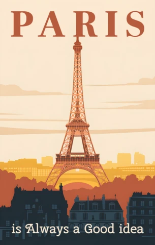 Paris Eiffel Tower Vintage Design Template for Printable Posters