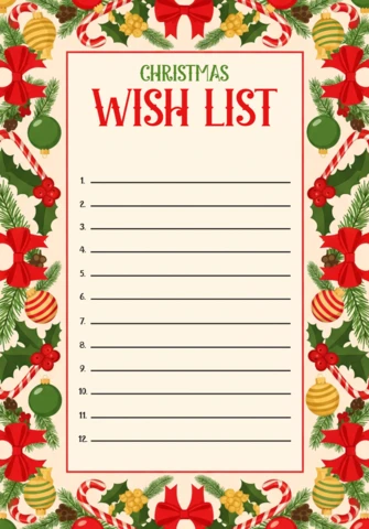 Christmas Gift Planner Editable Wish List Template with Stylized Fonts and Cozy Holiday Decor