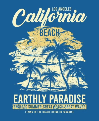 California Beach T-Shirt Design Template