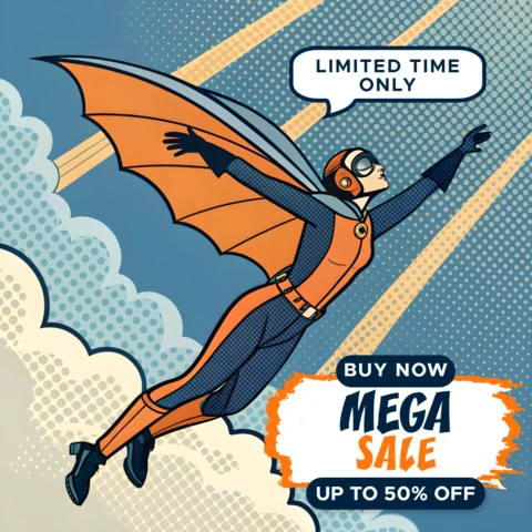 Template de vente de super-héros pop art pour flyers promotionnels