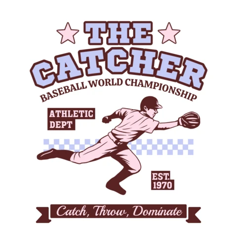 The Catcher Baseball World Championship Catch, Throw, Dominate T-Shirt Design Template