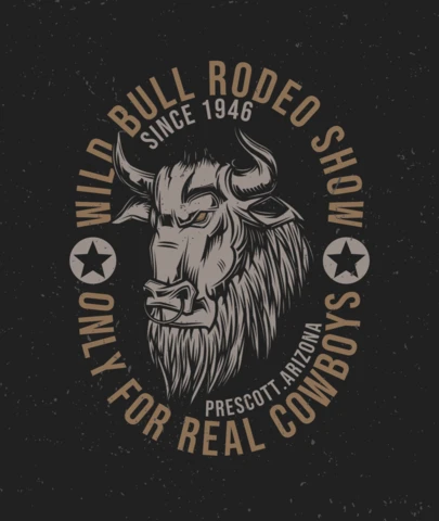 Bull's Head Wild Rodeo T-Shirt Design Template