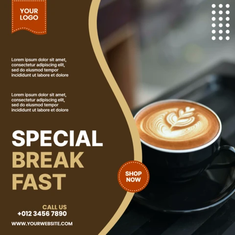 Special Breakfast Coffee Sale Instagram Post Design Template