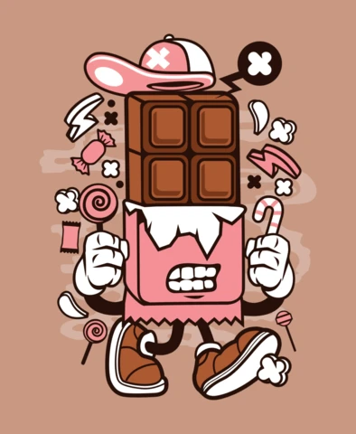 Plantilla de diseño de personaje de dibujos animados de barra de chocolate
