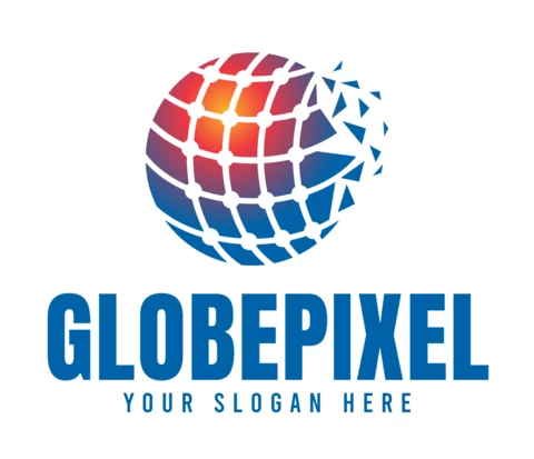 Globus-Pixel-Logo-Design-Vorlage