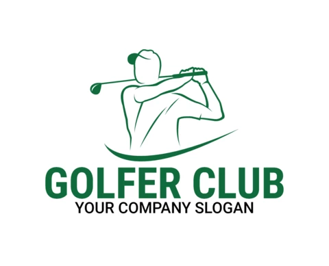 Golfer Club Tournament Sports Logo Design Template