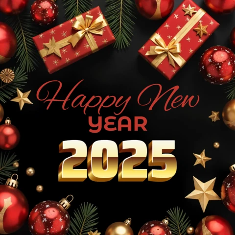 Gelukkig Nieuwjaar 2025 vakantie geschenkdozen ontwerpsjabloon