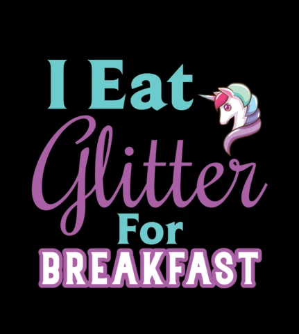 I Eat Glitter Unicorn Typography T-shirt Design Template