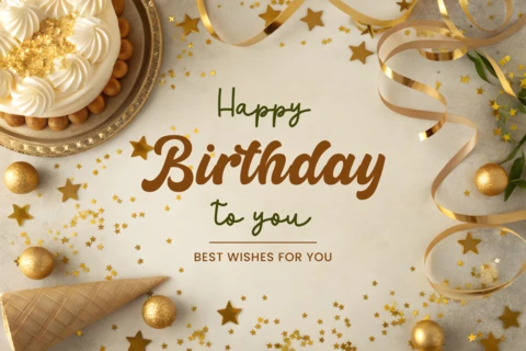 Elegant Birthday Celebration Template with Gold Accents and Festive Design