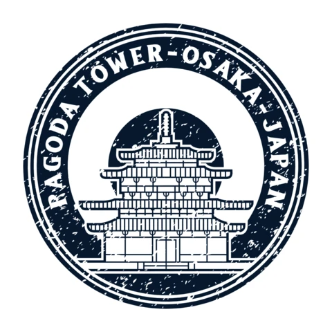 Pagoda Tower Osaka Japan Logo Design Template Black