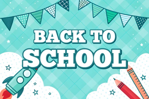 Back to School Design Template with Rocket and School Supplies for Flyers