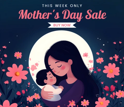 Whimsical Mother's Day Sale Design Template with Floral Elements