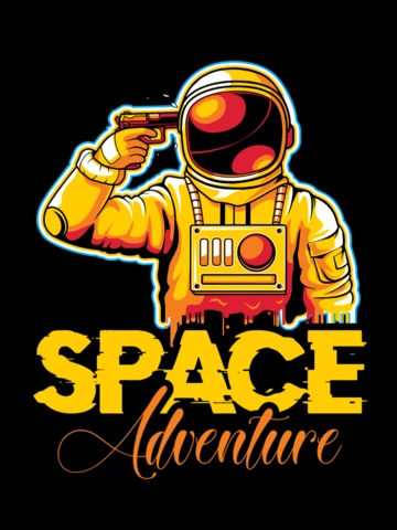 Weltraum abenteuer mit astronaut t-shirt design vorlage