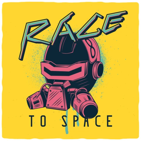 Plantilla de diseño de camiseta de vaporwave ciberpunk de carrera al espacio