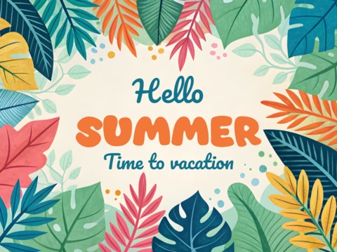 Modèle de design de vacances d'été vibrant avec des feuilles tropicales