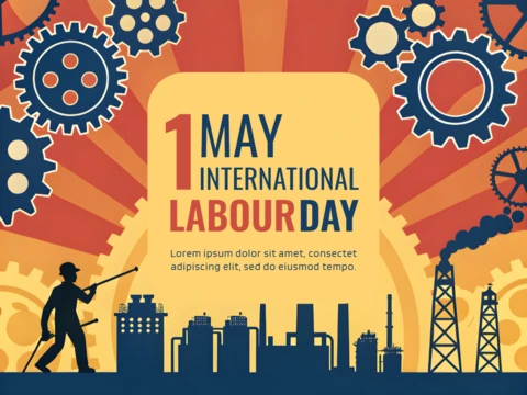 Industrial Style Labour Day Celebration Template Design