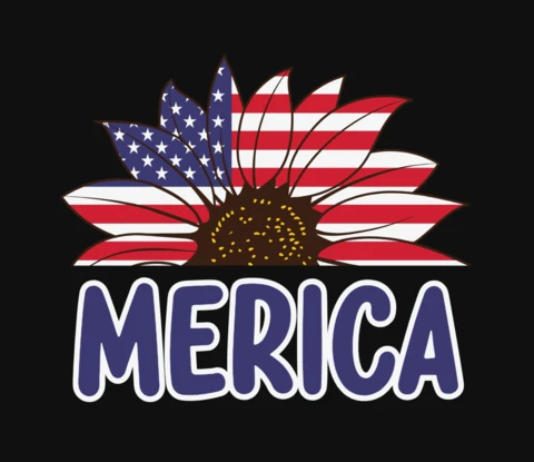 American Flag Sunflower T-Shirt Design Template