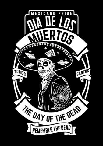 Dia De Los Muertos Skeleton T-shirt Design Template