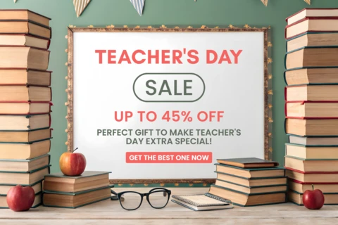 Teacher's Day Sale Design Template – Editable Promotional Poster with Vintage Style