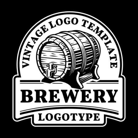 Plantilla de diseño de logotipo de barril de cerveza de cervecería vintage