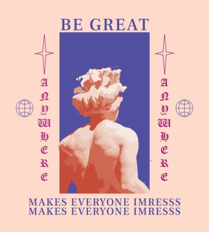 Template artistico per design di poster motivazionali con statua classica e tipografia audace