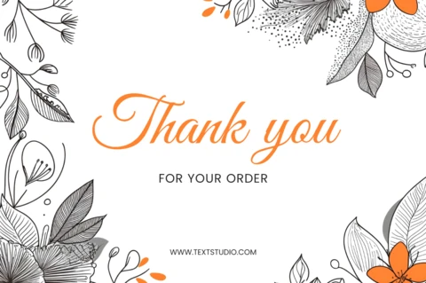 Elegant Floral Line Art Thank You Card Design Template