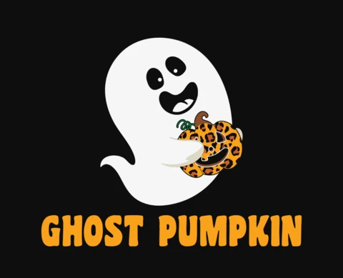 Cute Ghost Pumpkin Halloween T-Shirt Design Template