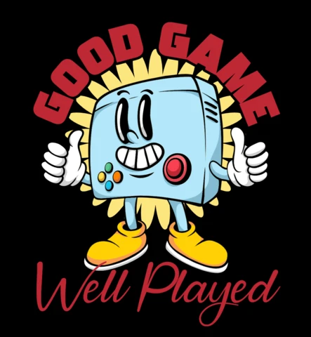 Gutes Spiel, gut gespielt fröhliches Gaming-Konsole Charakter T-Shirt Design Vorlage