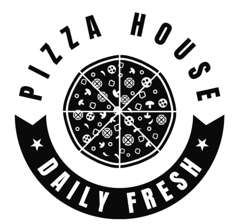 Modello di design del logo della pizzeria fresca