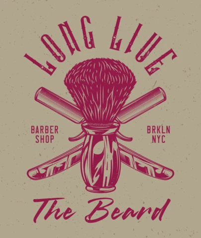 Modelo de design de camiseta de barbearia com escova e lâminas