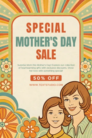 Retro Floral Mother's Day Sale Template Design