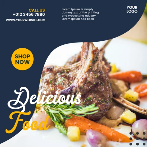 Delicious Food Restaurant Social Media Post Design Template