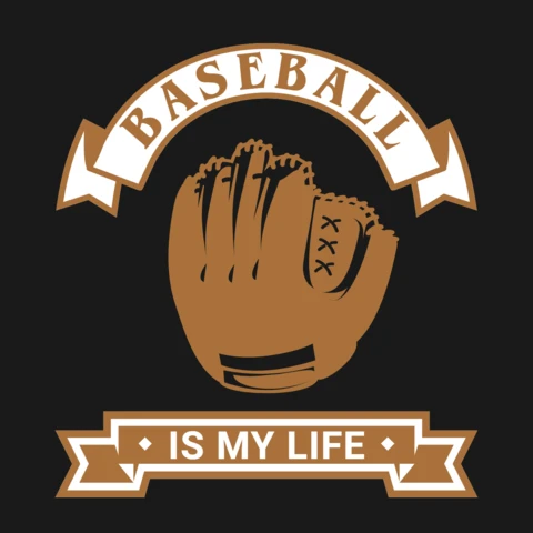 Baseball Is My Life Passionate Baseball Glove T-Shirt Design Template