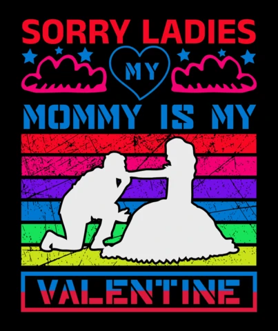 Colorful Retro Valentine Design Template: 'Mommy Is My Valentine' Theme